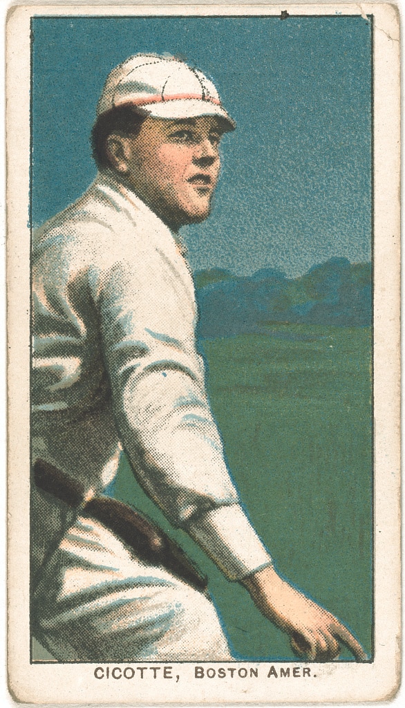 A baseball card portrait of Eddie Cicotte.